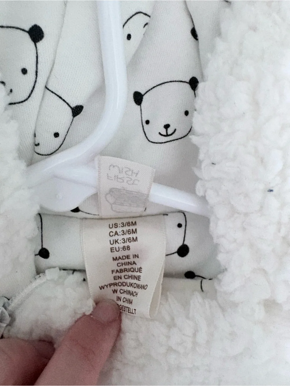 First Wish White Plush Bear Lined Infant Snowsuit